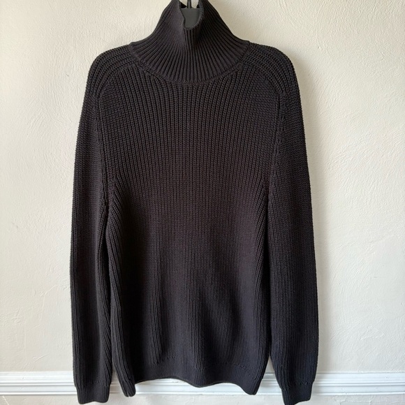 Zara Black Cotton Cable Knit Turtleneck Tunic Sweater - Picture 2 of 7